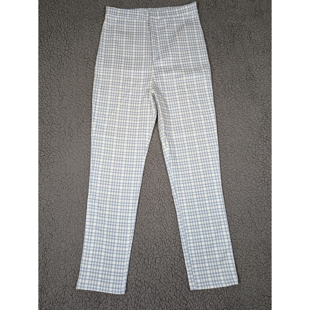 Toby Heart Ginger Women Checkered Blue Casual Pants Size Small Cropped Slim Leg